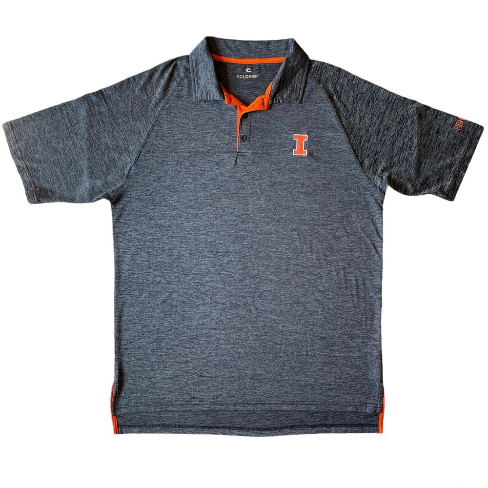 Men’s Colossal NCAA Illinois Fighting Illini Team Polo Shirt Gray + Orange - XL